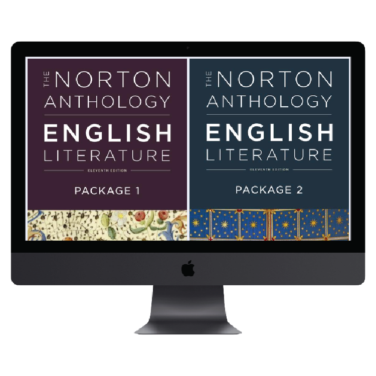 Norton Anthology of English Literature packages 1 and 2 displayed on desktop computer