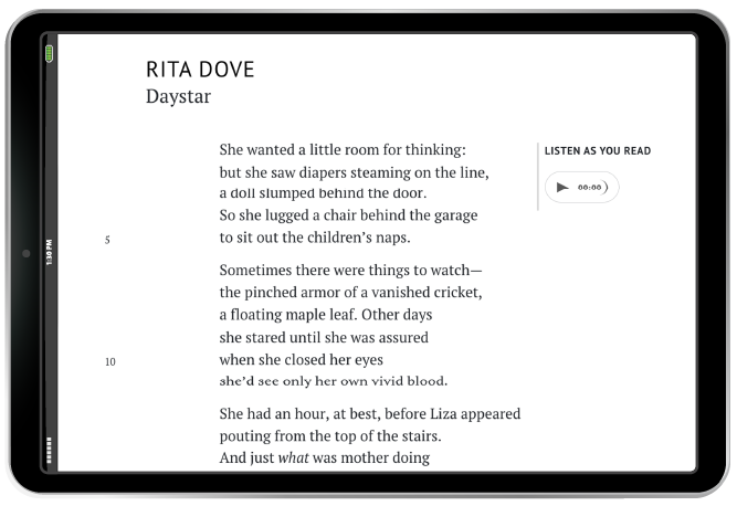 Rita Dove "Listen as you Read" example in iPad