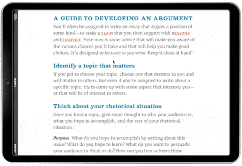 Instructor notes example in iPad
