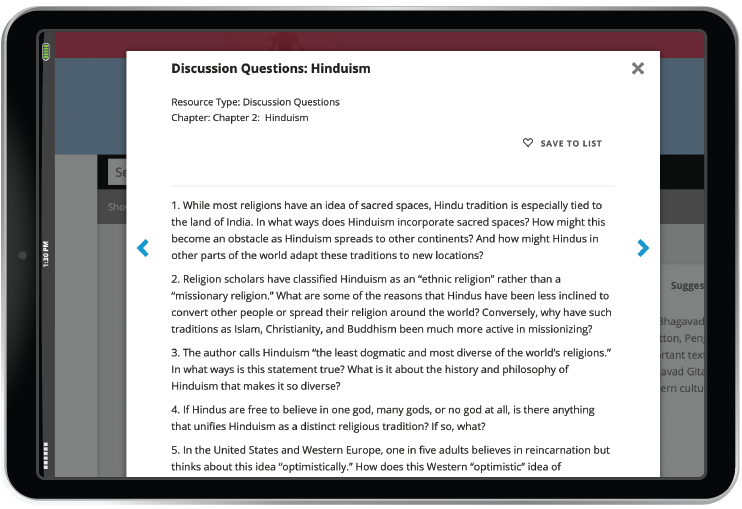 Discussion Questions example in iPad