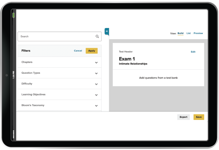 Test Bank example in iPad