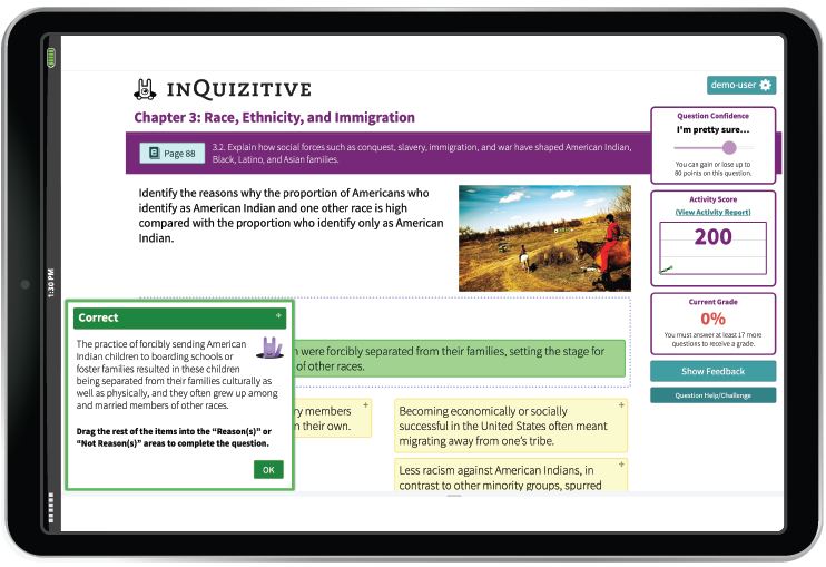 InQuizitive example in iPad