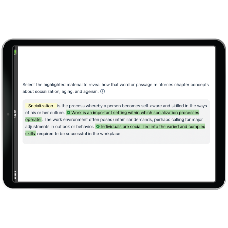 Interactive activities example in iPad