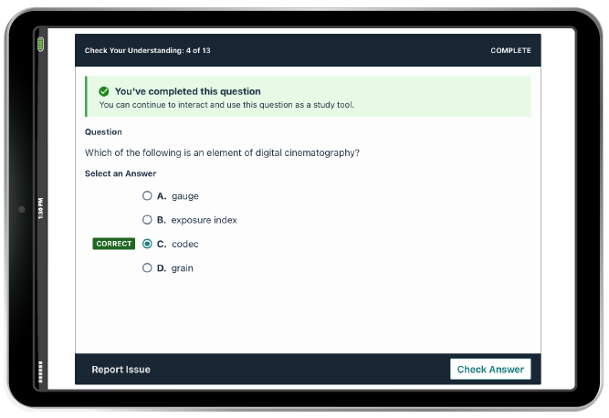 Check Your Understanding question in iPad