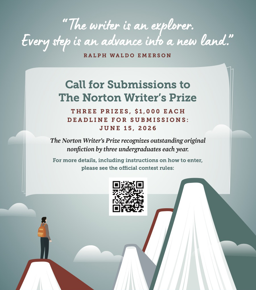 The Norton Writer's Prize call for submissions poster
