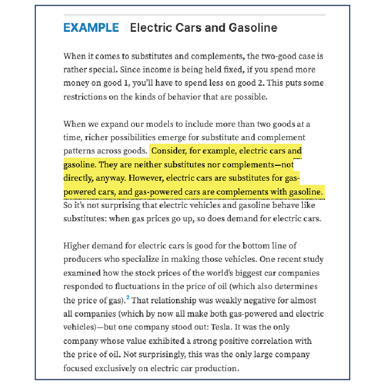 Example: Electric Cars and Gasoline