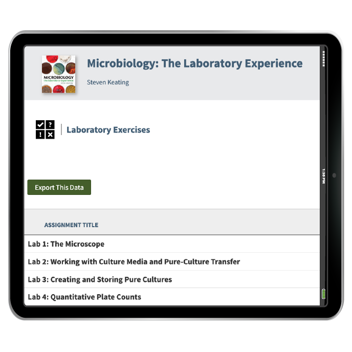 Microbiology digital labs example in iPad