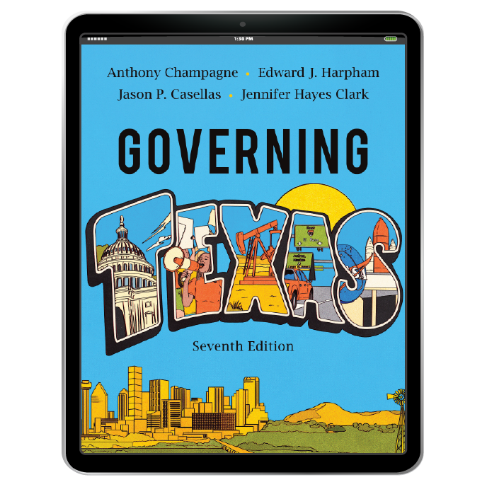 Governing Texas book cover in iPad