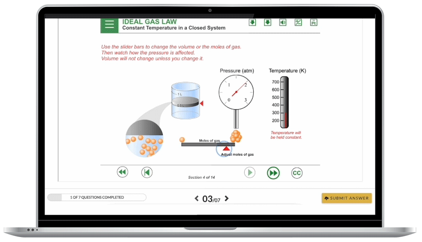A laptop displaying a dem of ChemTours: Guided Inquiry