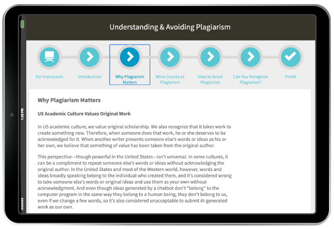 Plagiarism Tutorial in iPad