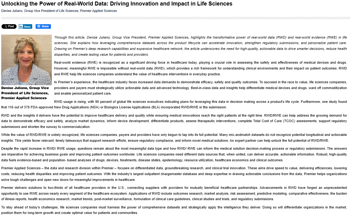 Unlocking the Power of Real-World Data: Driving Innovation and Impact in Life Sciences