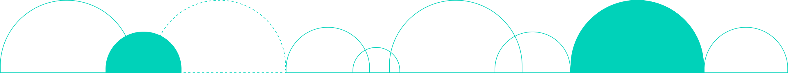 Abstract image with blue-colored arches and semi-circles.
