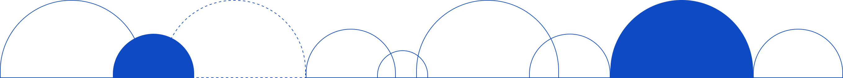 Abstract image with blue-colored arches and semi-circles.