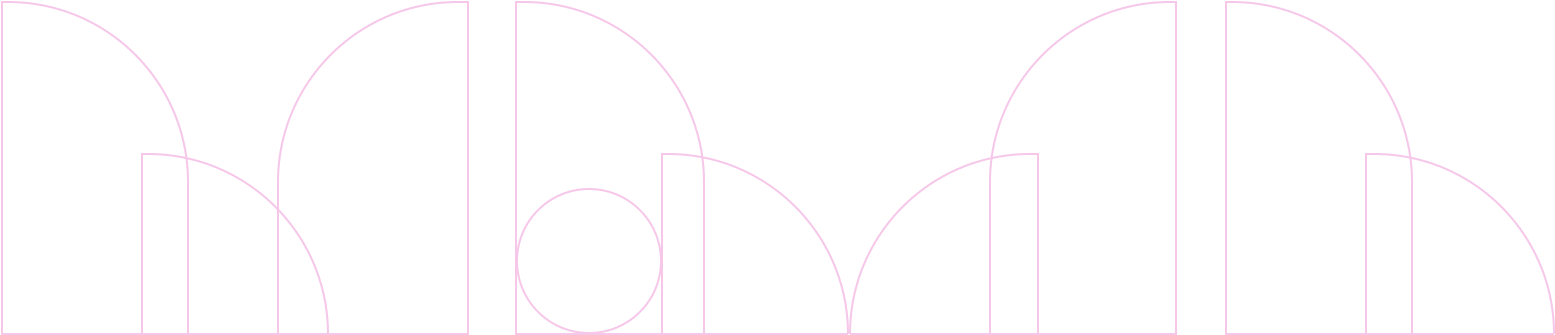 Red abstract shapes, including quarter circles, straight lines.