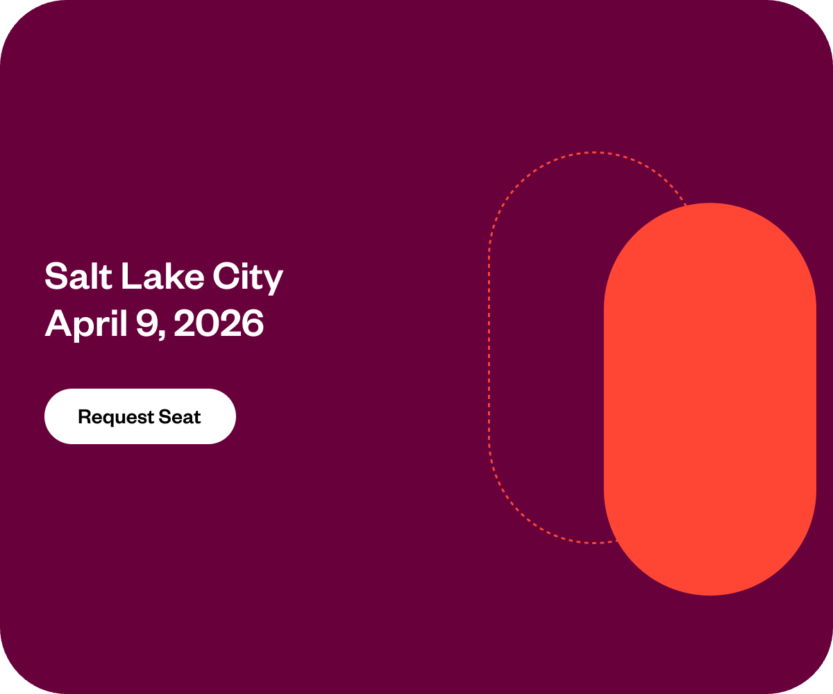 Event announcement for Salt Lake City on April 9, 2026, with a 'Register Now' button.