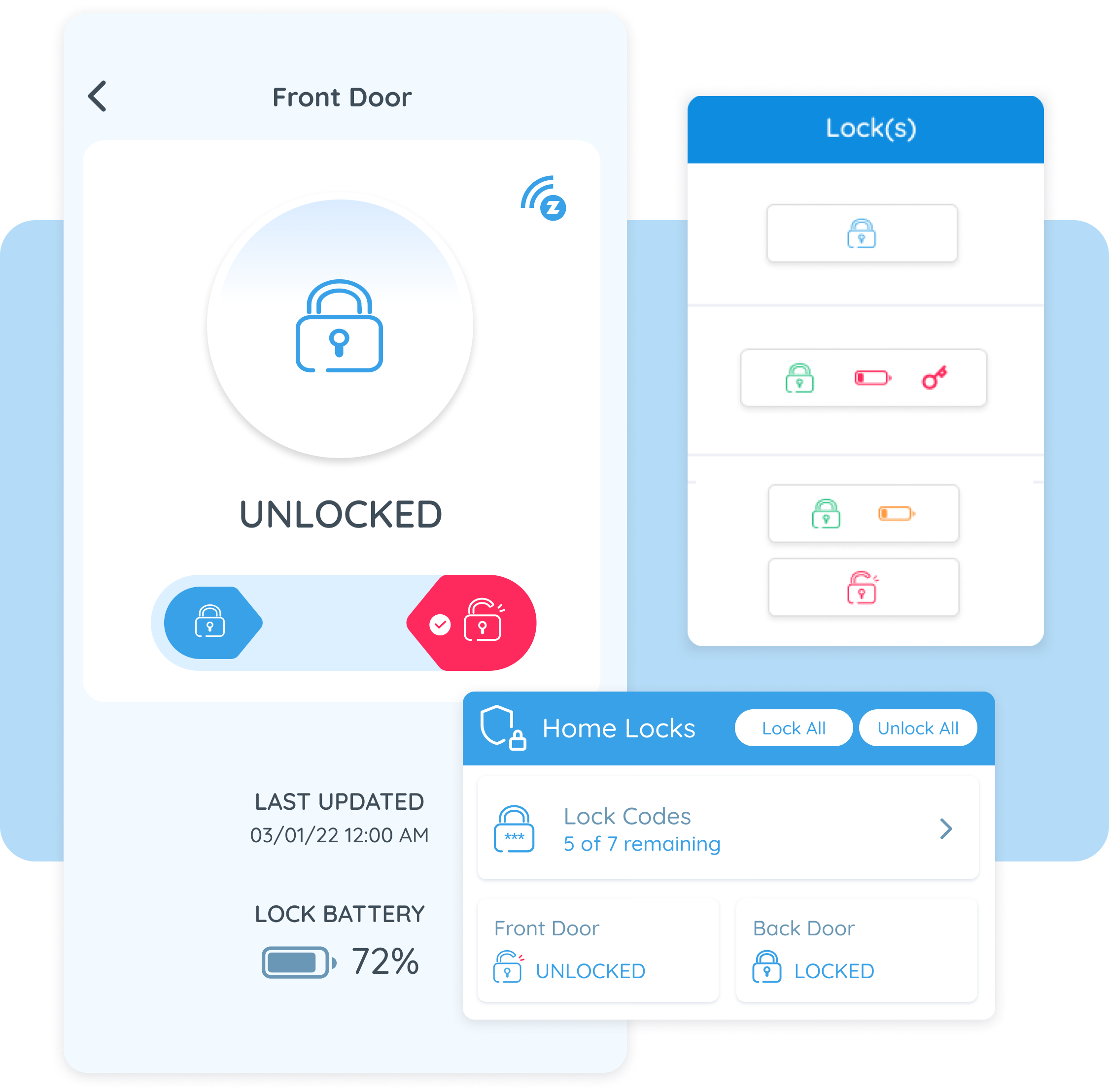 Rently Smart Home app interface showing lock controls
