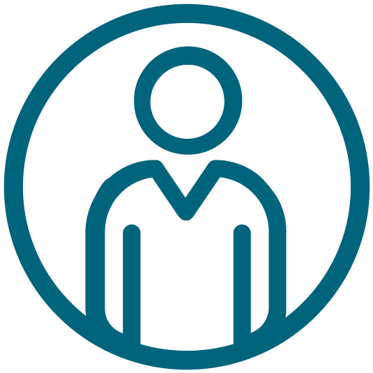 Icon of a person's silhouette in a circle.