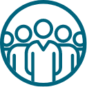 Icon of a several person's silhouette in a circle.