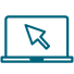 Icon of a laptop with a prominent mouse cursor.