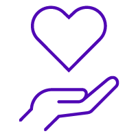 Icon of a hand holding a heart in its palm