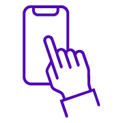 Icon of a hand using a cell phone