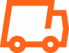Shipping truck icon in orange.