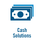 Graphic displaying currency notes above the words 'Cash Solutions'.