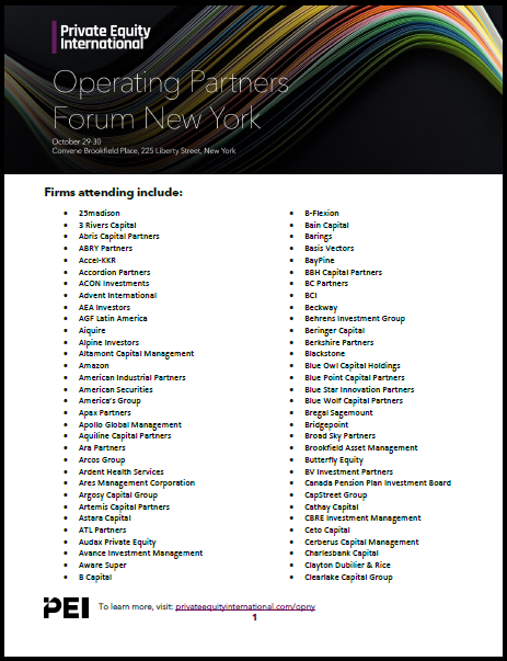 List of attendees at the Private Equity International Operating Partners Forum New York