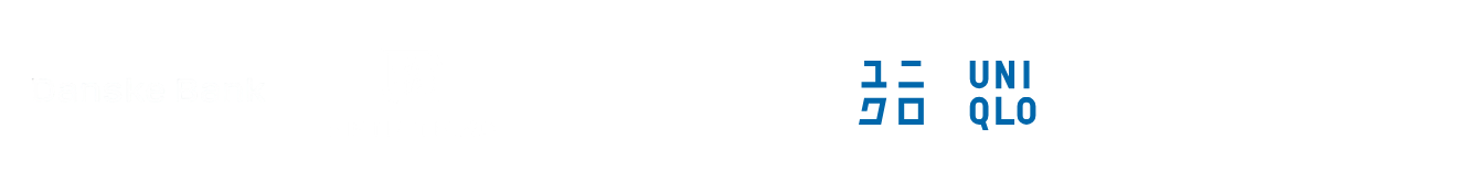 Logos of Danske Bank, Fifth Third Bank, Wendy's, Uniqlo, and Dunkin in a single line