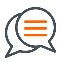 Chat icon with two speech bubbles, one containing text lines.