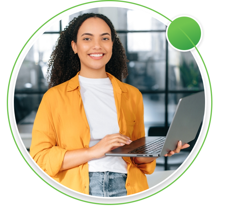 Three professionals in a modern office meeting room, with a man leading a discussion in front of a glass board displaying business charts.